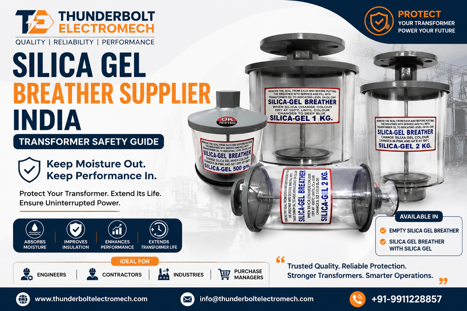 Thunderbolt Electromech - Silica Gel Breather Supplier India | Transformer Safety Guide