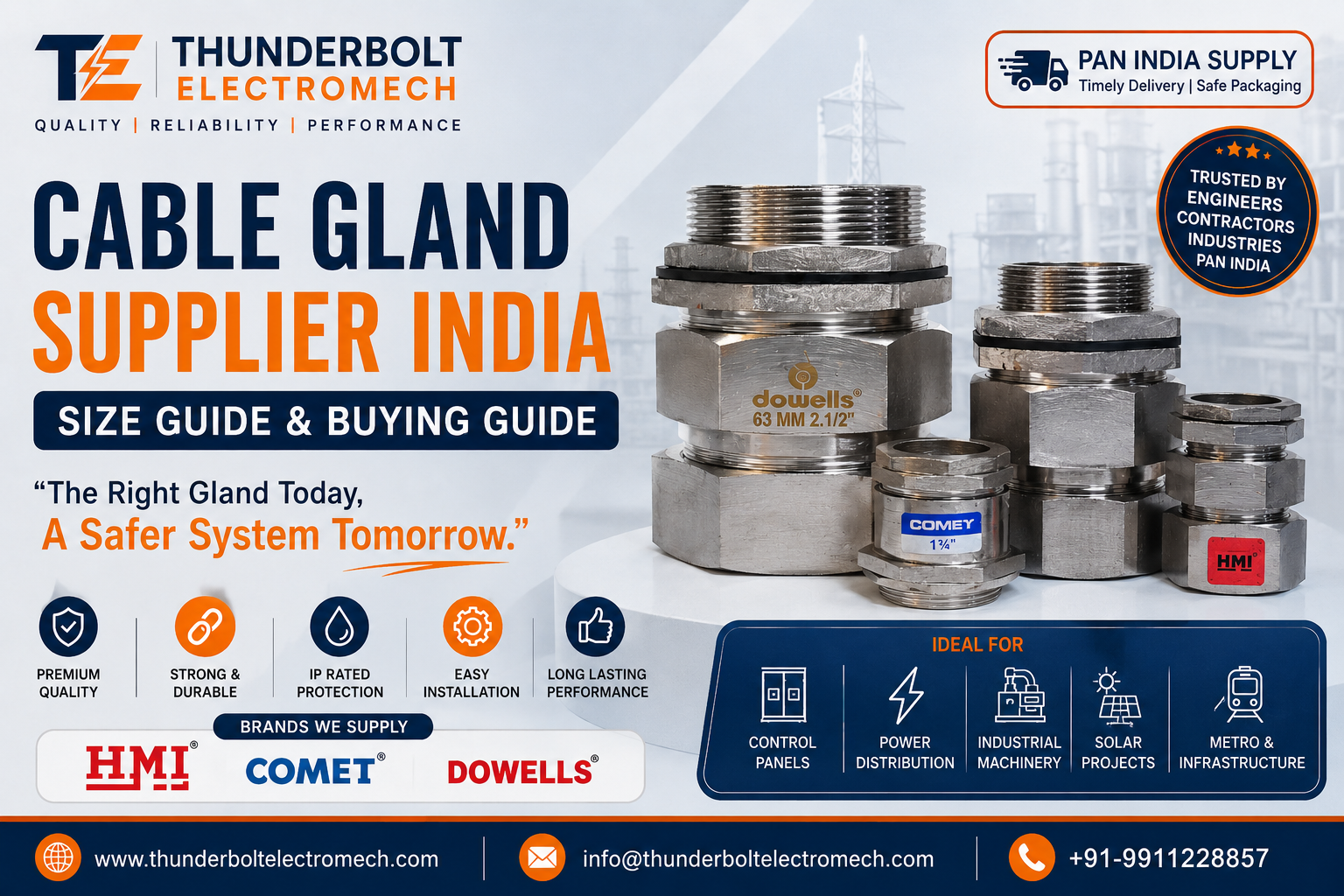 Thunderbolt Electromech - Cable Gland Supplier India Size Guide & Buying Guide