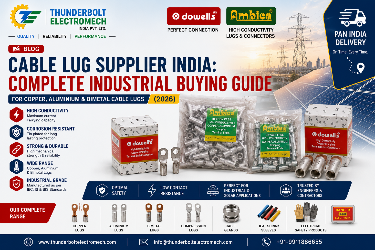 Thunderbolt Electromech - Cable Lug Supplier: India Complete Industrial Buying Guide for Copper, Aluminium & Bimetal Cable Lugs (2026)