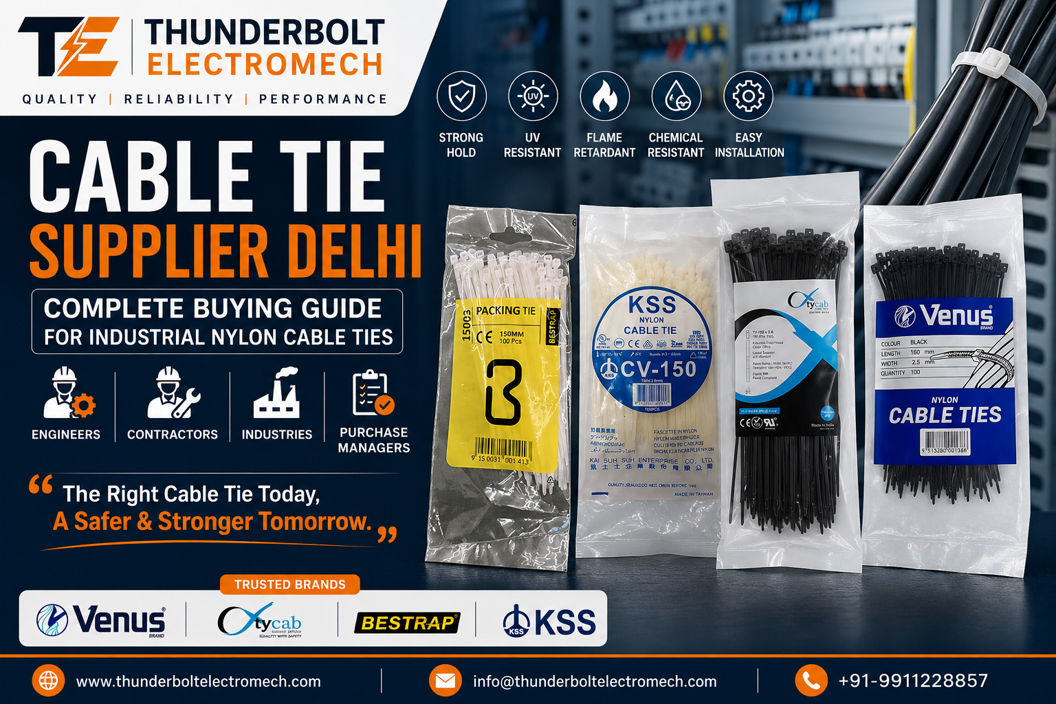 Thunderbolt Electromech - Cable Tie Supplier Delhi | Complete Buying Guide for Industrial Nylon Cable Ties