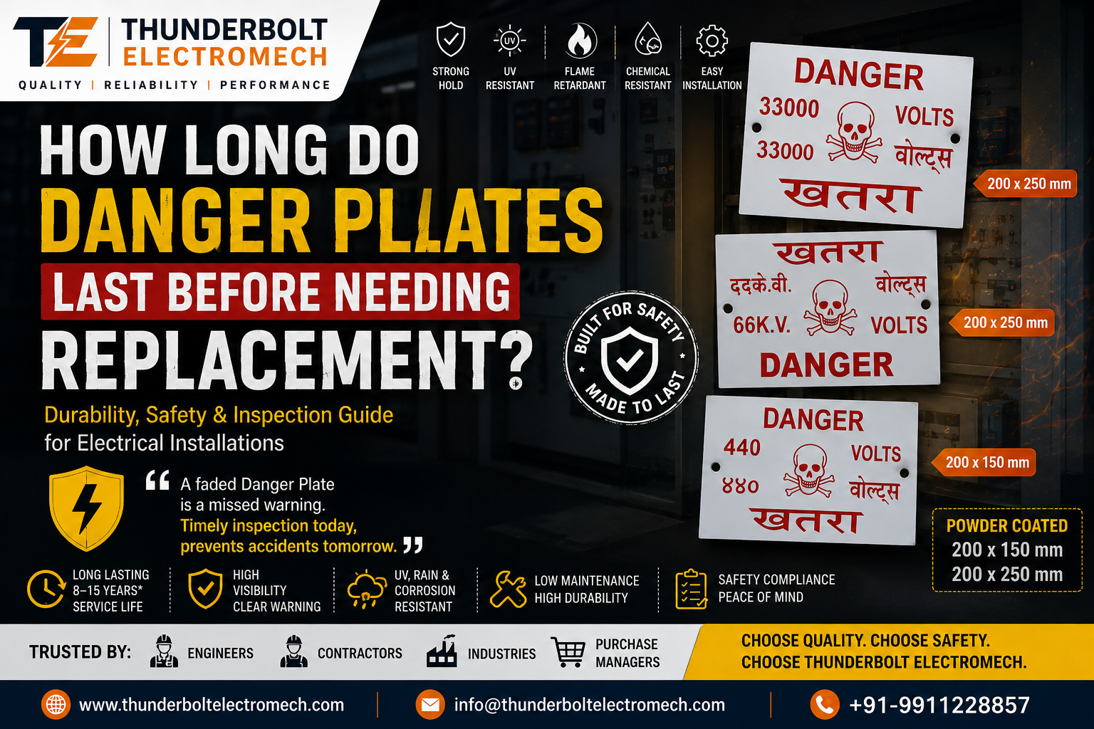 Thunderbolt Electromech - How Long Do Danger Plates Last Before Needing Replacement?