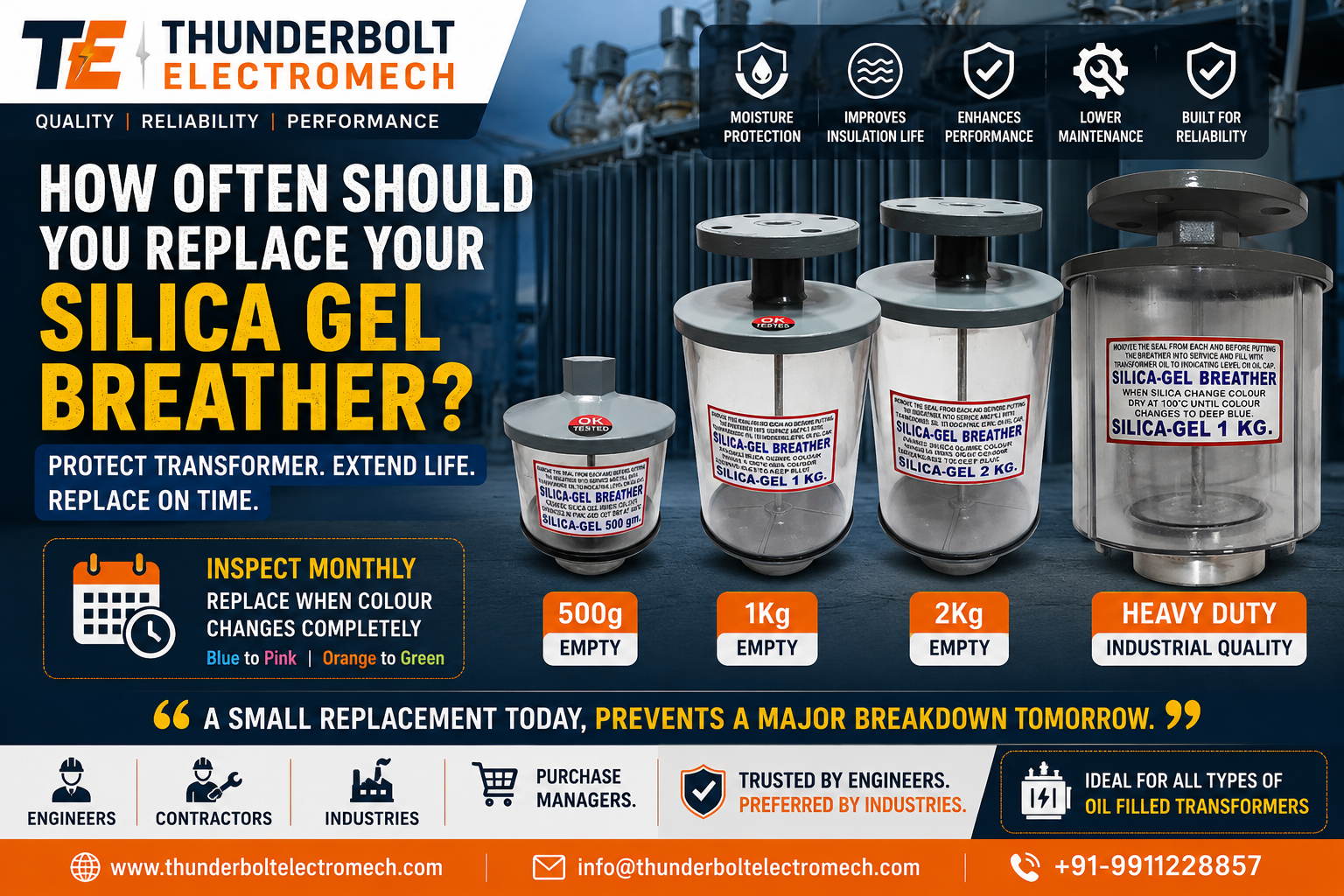 Thunderbolt Electromech - How Often Should You Replace Your Silica Gel Breather?