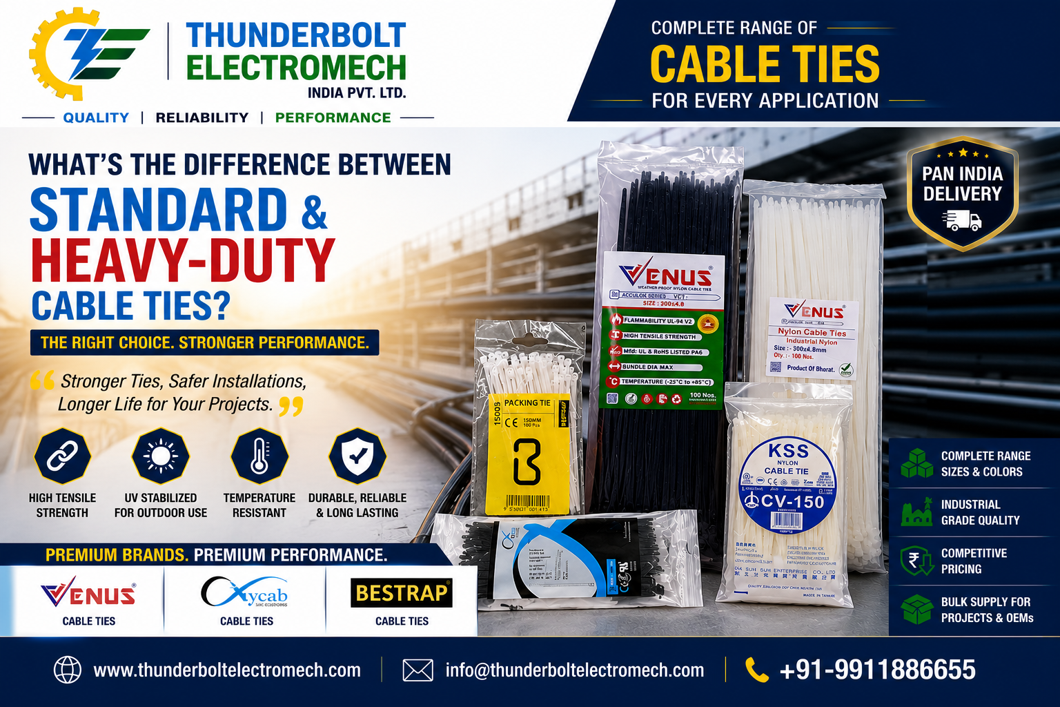 Thunderbolt Electromech - What's the Difference Between Standard and Heavy-Duty Cable Ties