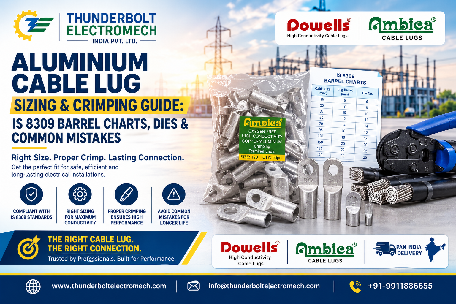Thunderbolt Electromech India Pvt. Ltd. — Delhi-based Manufacturer of Ambica Lugs & Supplier of Dowells Lugs
