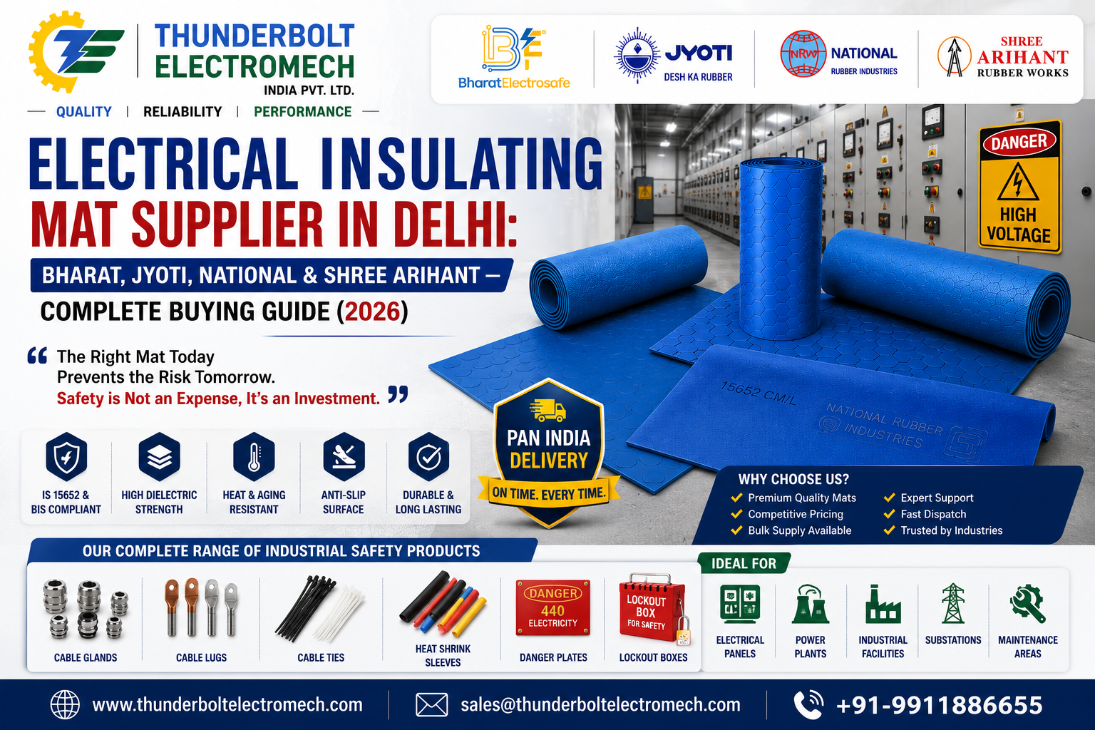 Thunderbolt Electromech - Electrical Insulating Mat Supplier in Delhi Bharat, Jyoti, National & Shree Arihant — Complete Buying Guide (2026)