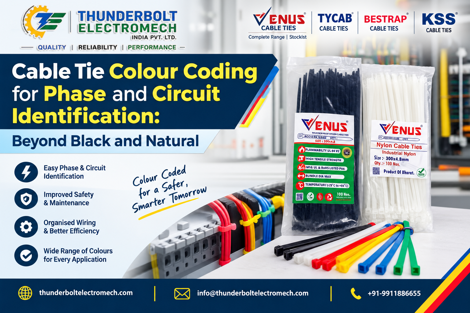 Cable Tie Colour Coding for Phase and Circuit Identification